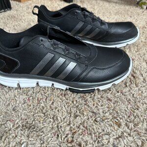 Adidas Mens Black Leather Slip-On Sneakers 12 Comfort Casual B54348 No laces